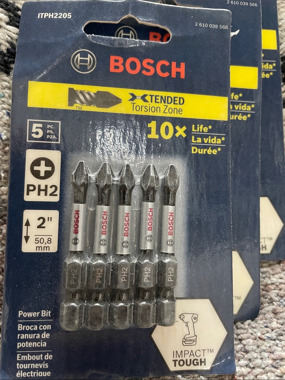 15ea Bosch Impact Driver Bits - #2 Phillips, 2” length